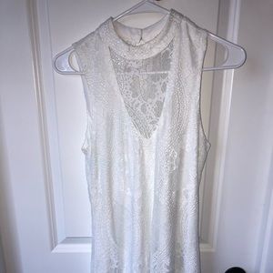 Francesas white lace high neck dress